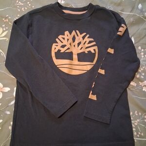 Timberland Black Long Sleeve Tee with Tan Logo Tree